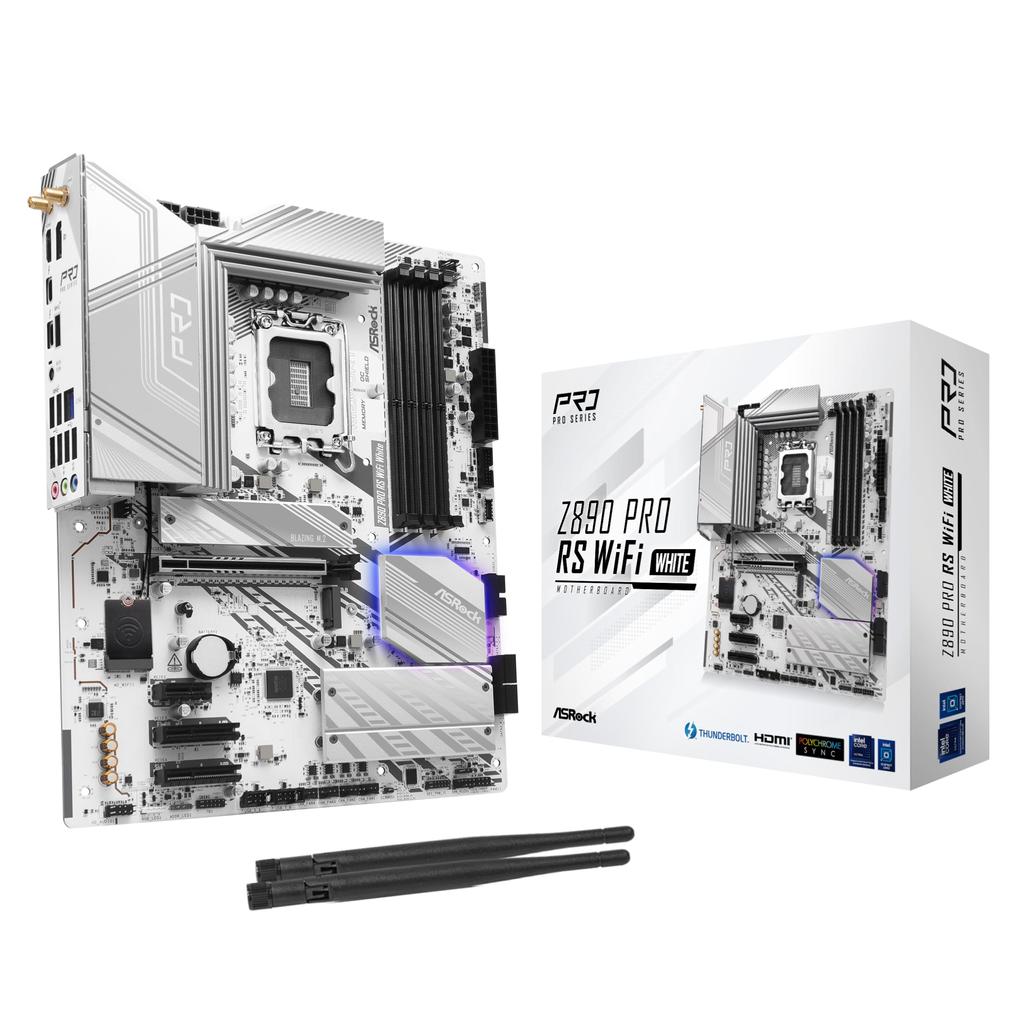 Asrock Motherboard Z890 Pro RS WiFi White Intel CPU Core Ultra Compatible Z890 Chipset DDR5 ATX Motherboard Authorized Distributor (LGA1851) [Domestic
