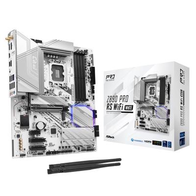Материнская плата ASRock Z890 Pro RS WiFi White Intel CPU Core Ultra Совместимость с чипсетом Z890 DDR5 ATX Материнская плата Авторизованный дистрибьютор (LGA1851) [Одомашненный