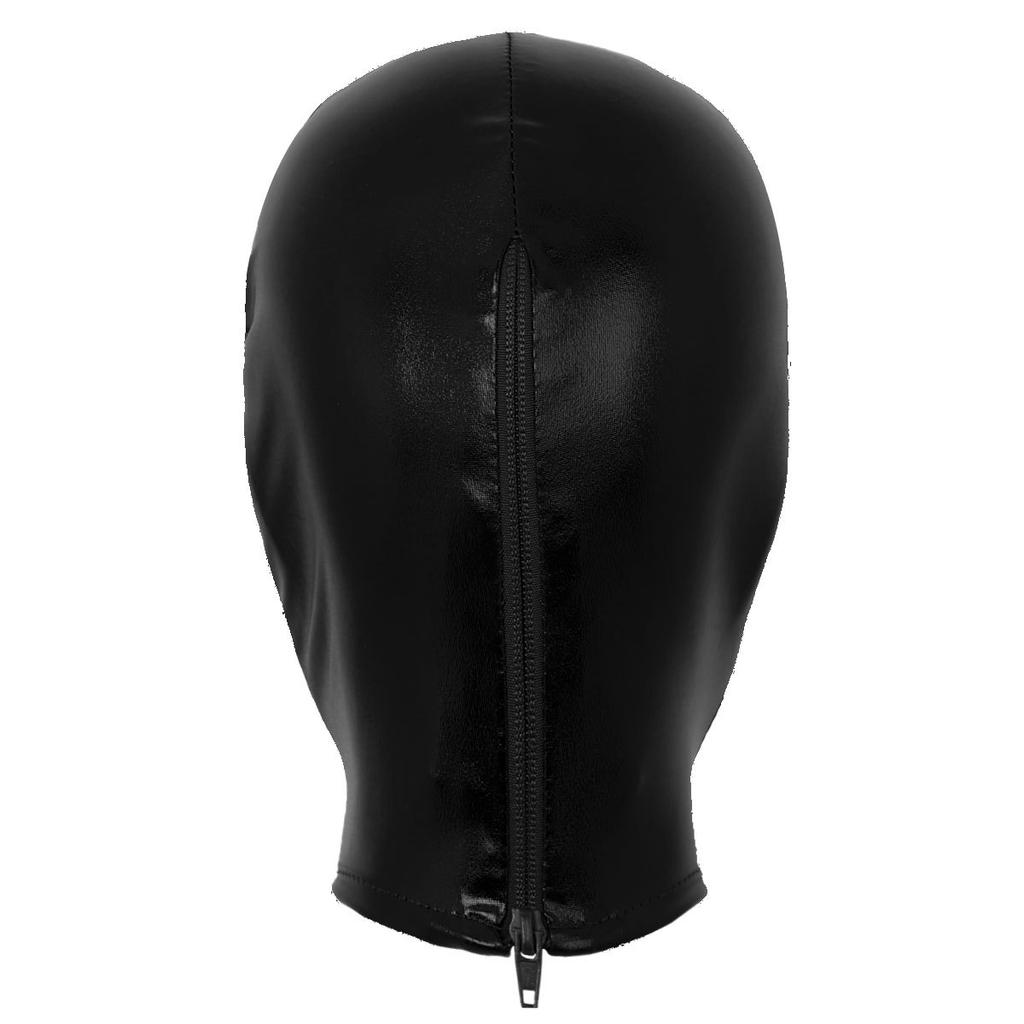 Взрослый Блестящий Латексный Капюшон Маска на Все Лицо Металлический Отделка Открытые Глаза Вырезы для Рта для Стимпанк Косплей Мероприятий