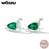 925 Sterling Silver Fun Dinosaur Green Drop Shaped Zircons Stud Earrings For Women Fashion Party Jewelry Gift