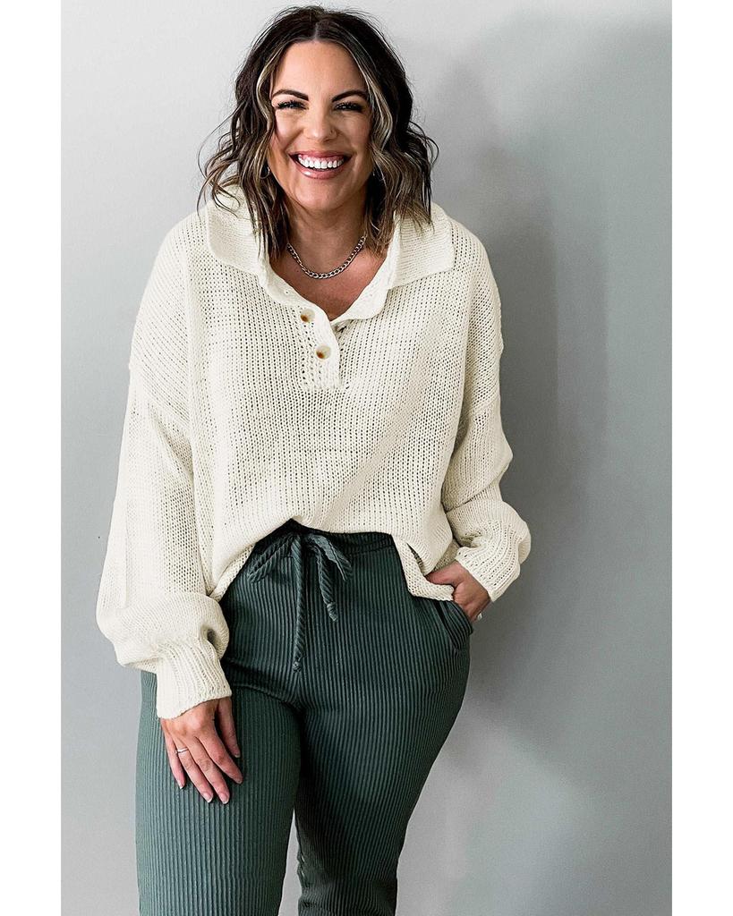 Azura Exchange Beige Plus Size Polo Sweater