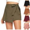 Women's Fashion Linen Lace-up Color Culottes Zipper Shorts Summer Shorts