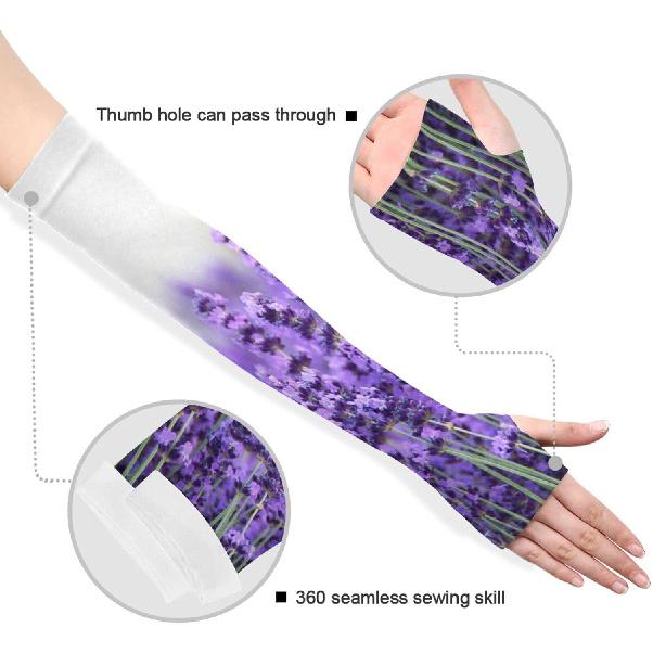 Gardening Sleeves Arm Protection Sun Lavender Field Compression Cooling Arm Shield for Women Men - 1 Pair