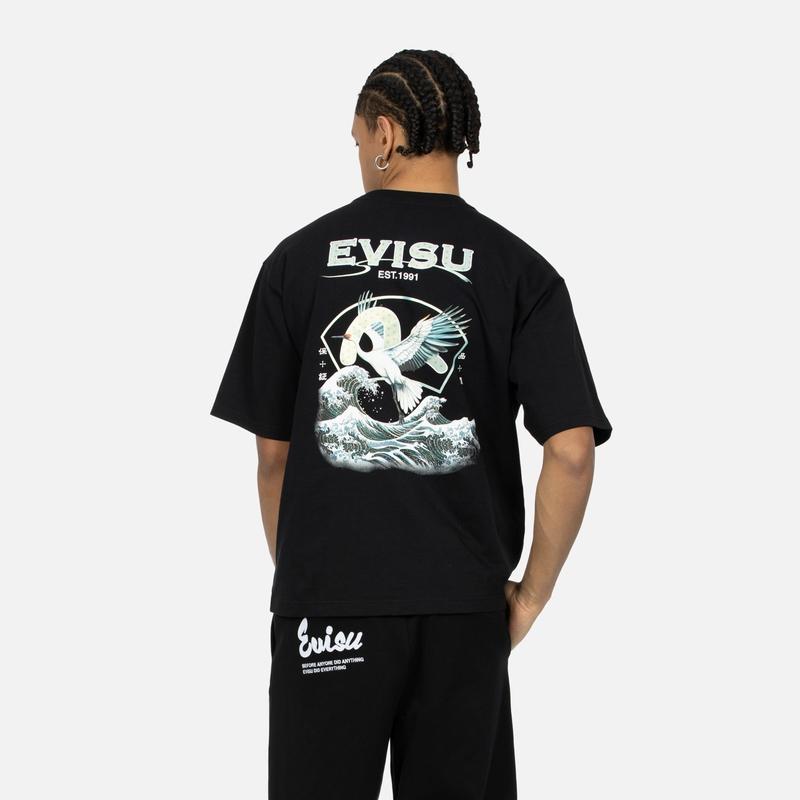EVISU T-Shirts Men's Crew Neck Moderate Straight Fit 2ESHTM4TS7084RXCT