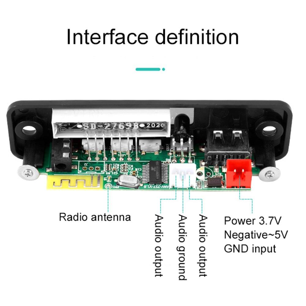 DC 3.7V-5V MP3 Decoder Board Wireless Bluetooth 5.0 Car MP3 Player Kit Support USB AUX TF FM Radio Call Recording Module