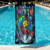Geometry Dash Print Beach Towel Design, Soft, Lightweight. for Home Bathroom, Spa, Pool, Yoga, Surfing, Camping, Gift for Family, Friend