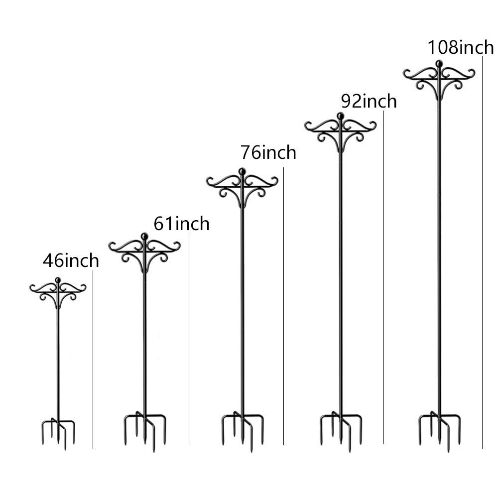 Черные подвесные крюки для корзин, регулируемые крюки для растений, металлические пастушьи крюки, для помещений и улицы