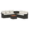 Sofa Set 8 Pieces Black and Cream White Poly Rattan and Steel