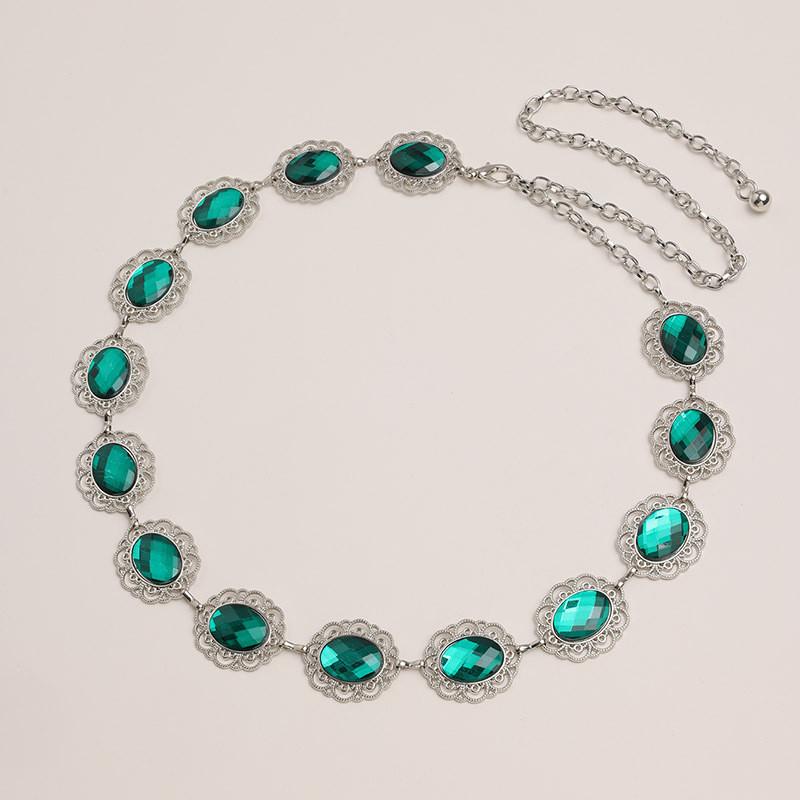 Hollow Metal Stylish Waist Chain With Rhinestone Accents For Women Fashion