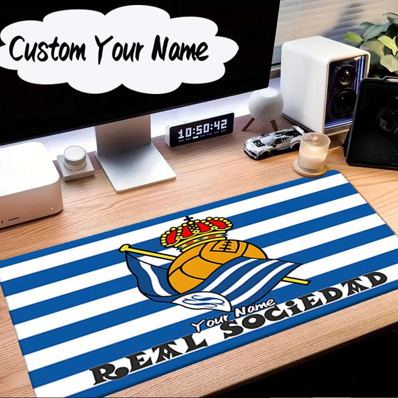 Custom Name Mouse pad Crown And Soccer Ball Sociedad Mouse Pad Desk Mat, Non-Slip Rubber Backer Pad For Computer Notebook Gaming Mouse Pad Gift