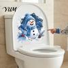 Festive Home Wall Art Christmas Snowman Toilet Stickers, 3D Bathroom Decals, Holiday Glass Door Stickers Waterproof PVC Window Seat Creative