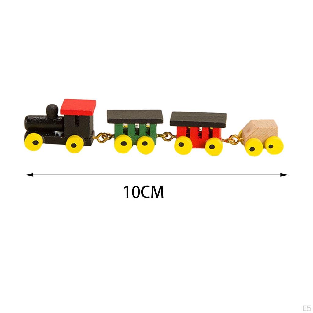 1/12 Dollhouse Mini Wooden Train Toy Miniature Wood Model Locomotive for Accessories