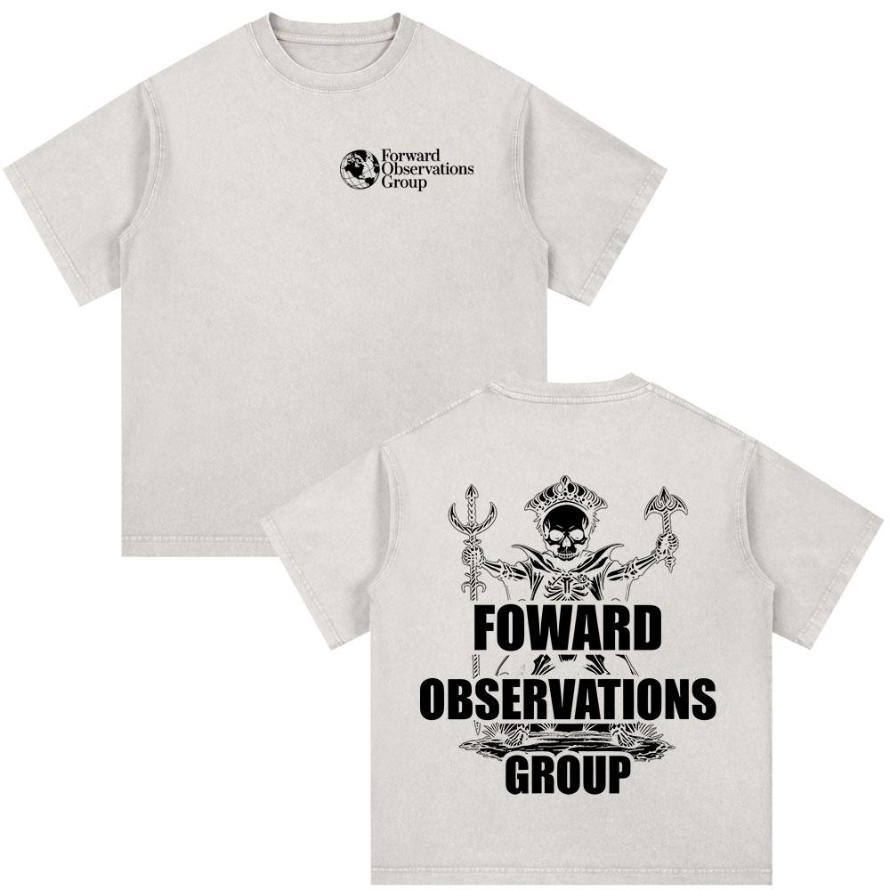 Forward Observations Group Скелет Винтажная Стирка Футболка Мужская Женская Одежда Хлопок Повседневная Короткий Рукав Футболка Топы Уличная Одежда