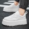 Sneakers Casual Men Genuine Leather White Shoes Fashion Upper Height Increased Platform Flat Shell Toe Board Shoes