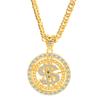 Men Hip Hop Rotating Dollar Pendant Long Necklace Rhinestone Jewelry Accessories