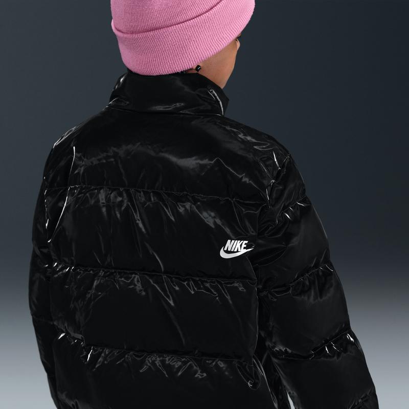 Nike Пуховик Теплый Однотонный Стойка Воротник Молния Утиный пух Детские куртки IQ2834-010