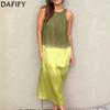 Women's Fashion Summer Spring Colour Block Print Sleeveless O-Neck Loose Waistline Casual Dresses
