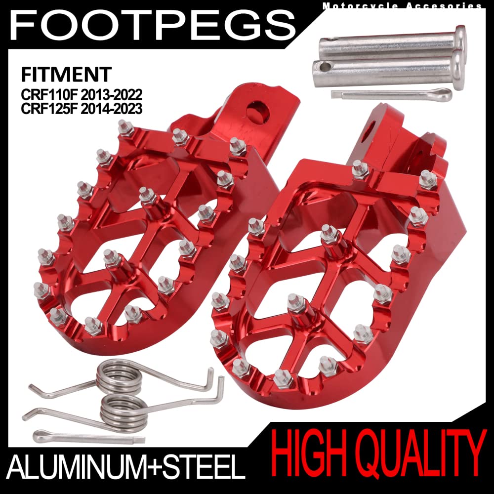 JFG Motorcycle Foot Pegs Step Anti-Slip Aluminum Compatible Car Models CRF125F CRF110F Off-Road Bike Motorcycle Pedal - Black