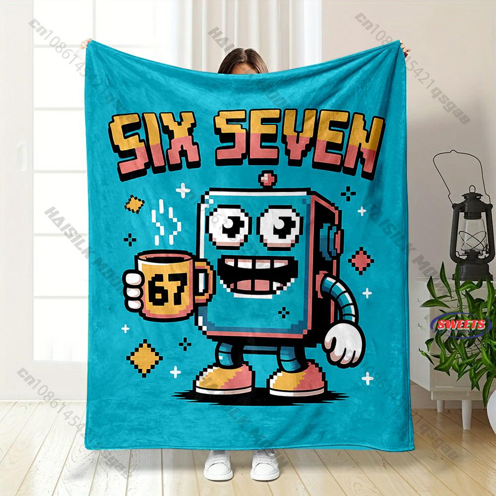 Bruh 67 Six Seven 6-7 Funny Brainrot Meme Print Blanket Home Bed Sofa Travel Blanket Sofa Bedding Cover Blanket Gift for Friends