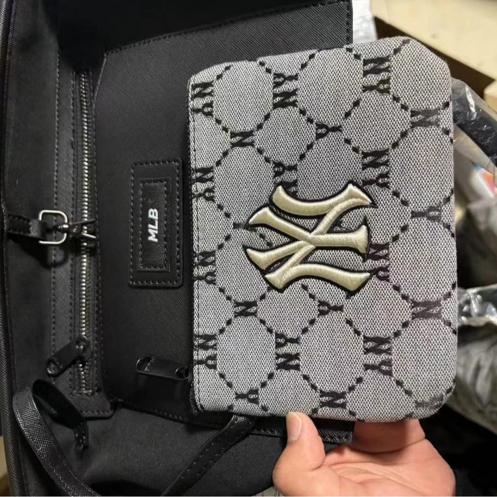 New Korean MLB Full-Logo NY Tote Bag: All-Over Print, Large Capacity, Versatile Shoulder Handbag