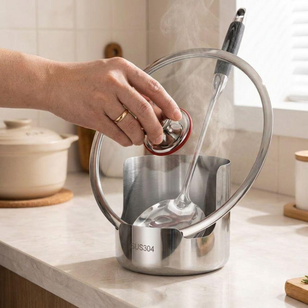 Stable Pot Lid Storage Rack Stainless Steel Spatula Holder Multi-functional Chopsticks Stand Home