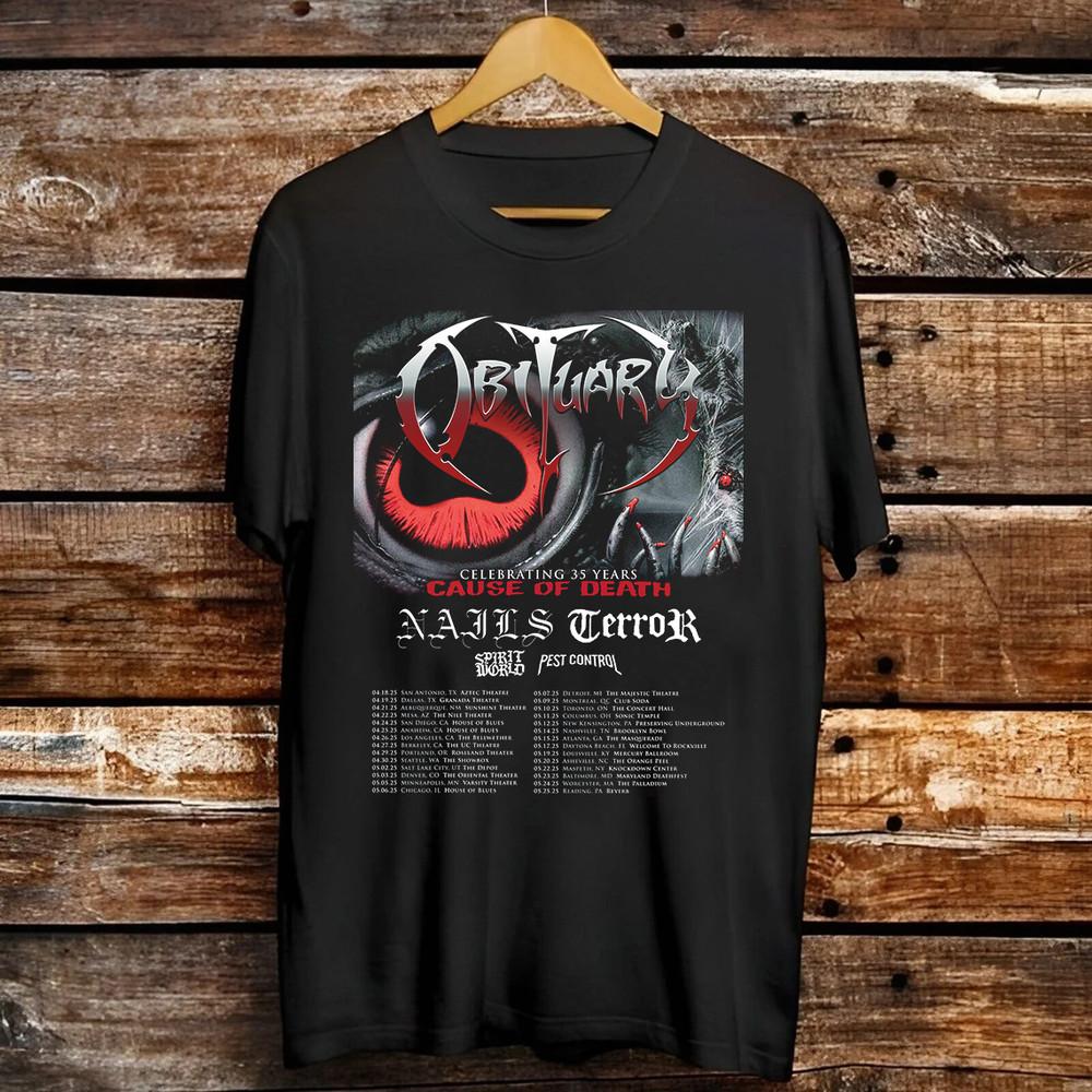 OBITUARY Terror Band Cause Of Death Tour T Shirt Full Size S-5XL