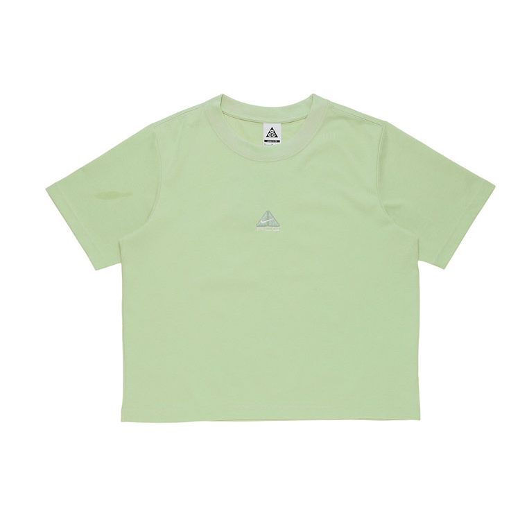 Nike ACG Logo Embroidered Knit Crew Neck Short Sleeve Casual Sport Tee With Dropped Shoulders Women Tops Green DQ2907-343