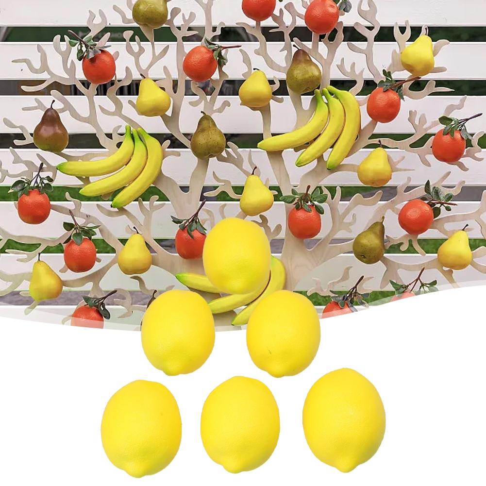 6Pcs Artificial Lemons Plastic Fake Fruit For Home Decoration Photography Props