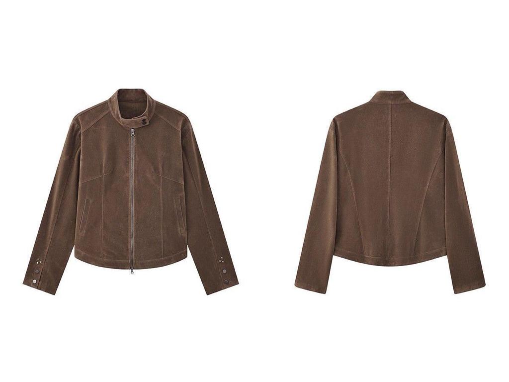 Lade Autumn "Modern Times" Retro Suede Stand Collar Harrington Jacket for Men and Women