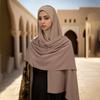 New Chiffon Hijab With Matching Undercap Over Neck Women Scarf Shawl Underscarf Jersey Inner Caps Muslim Hijabs 2pcs One Set