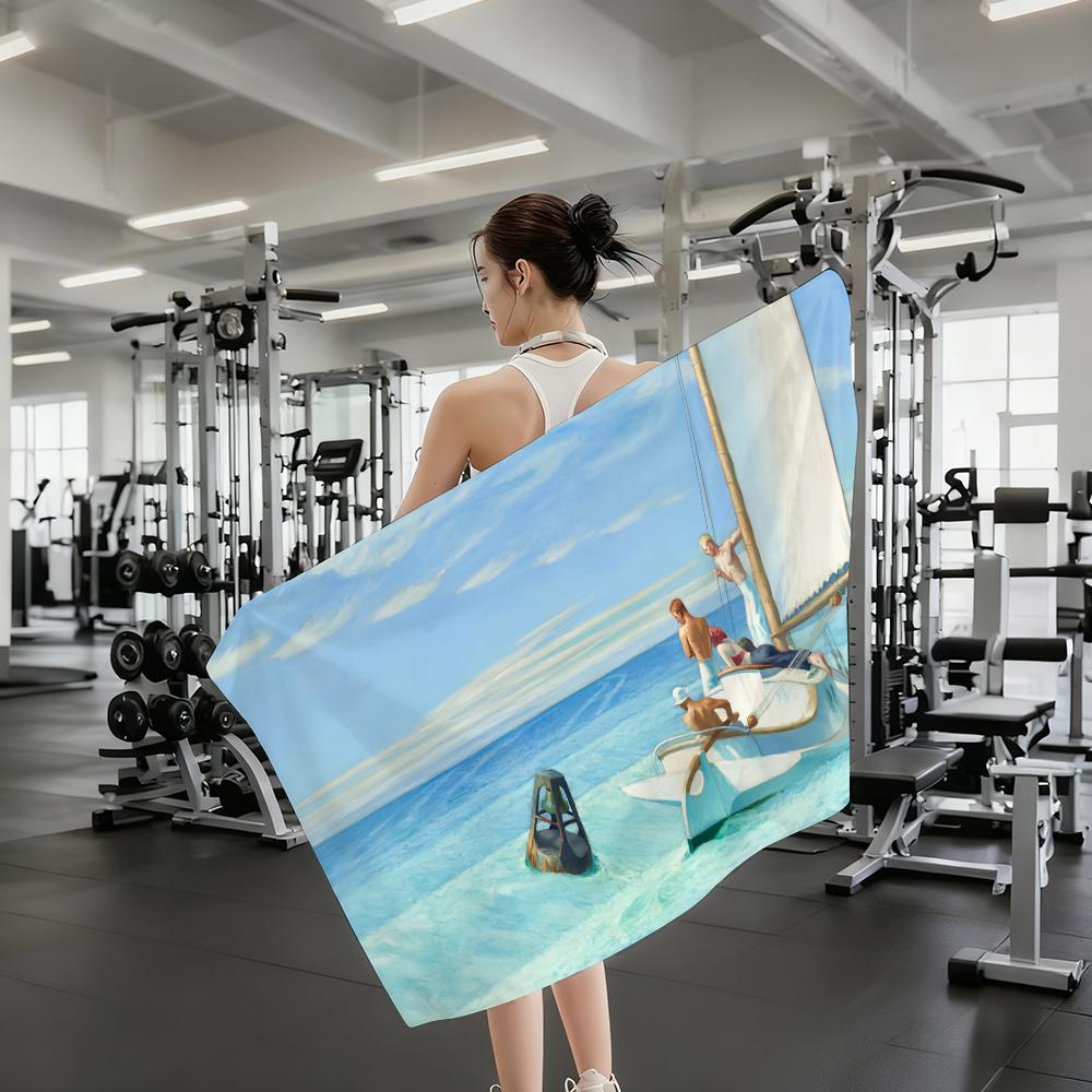 Art Edward Hopper Towel Quick Dry Absorbent Beach Towel for Sports, Fitness, Swimming and Outdoor Activities