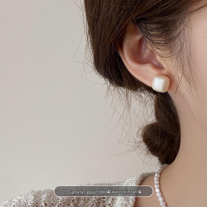 Серьги-пусеты Shi Jia Mantou с жемчугом люкс из серебра 925 пробы для женщин 2024