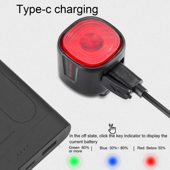 Rechargeable Simple Installation Smart Automatic LED Brake Detection Cycling Bike Tail