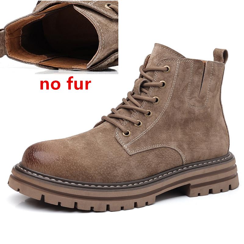 Мужские ботинки из коровьей замши, повседневные высокие зимние ботинки, мужская обувь, меховые, плюшевые, теплые, мотоциклетные ботинки Zapatos Hombre