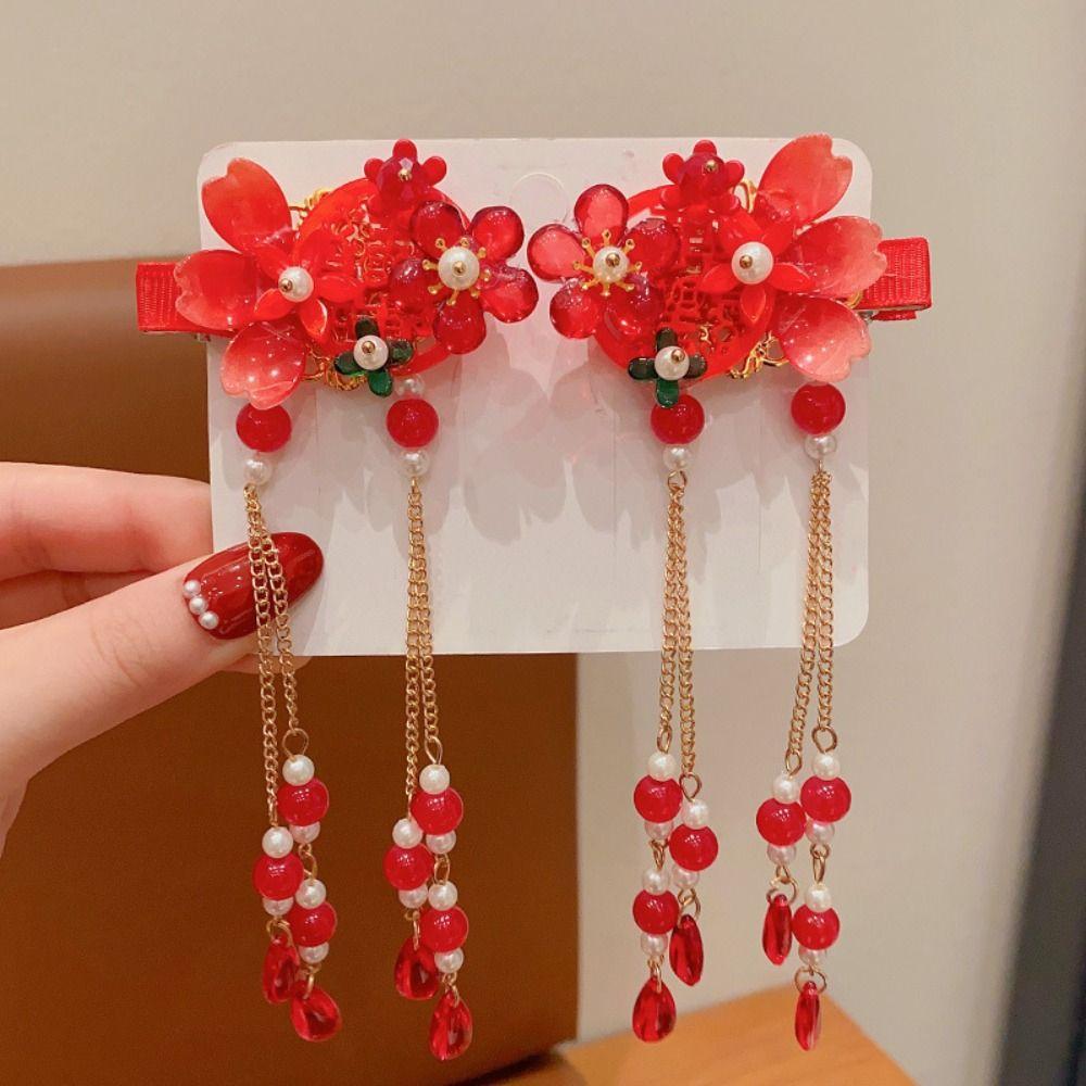 Кисточка Новогодний головной убор Цветок Древний стиль Заколка Сладкая Заколка для волос Ханфу Детская