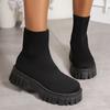 Plus-size Fly-knit Stretch Athleisure Boots for Women 2025 Autumn New One-legged Sock Boots for Women