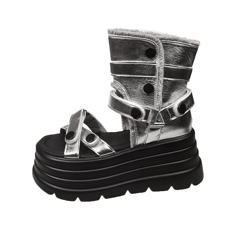 Мода 8см Женская Мода Сексуальные Римские Сандалии Лето Ультра Высокий Каблук Танкетка Платформа Обувь Открытый Носок Однотонные Сандалии Женские