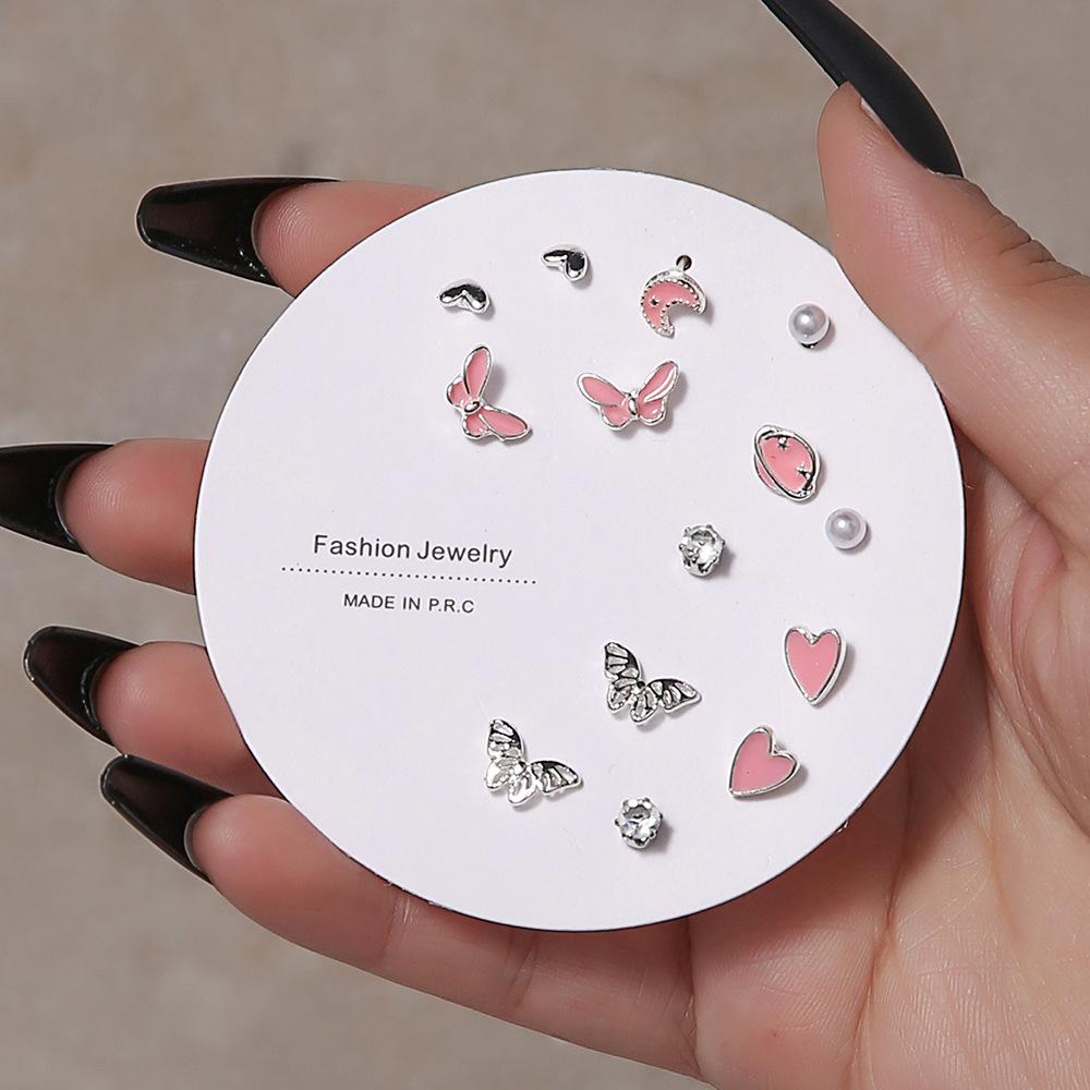 New European and American trendy fashionable fairy earrings, one-week studs delicate and compact combination earrings for women