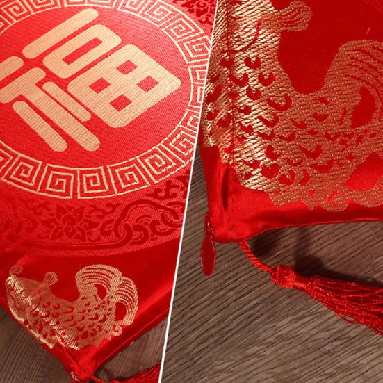 Seat Cushion Washable Tassel Design Chinese Style Embroidered Pain Relief Bay Window Cushion Photo Props