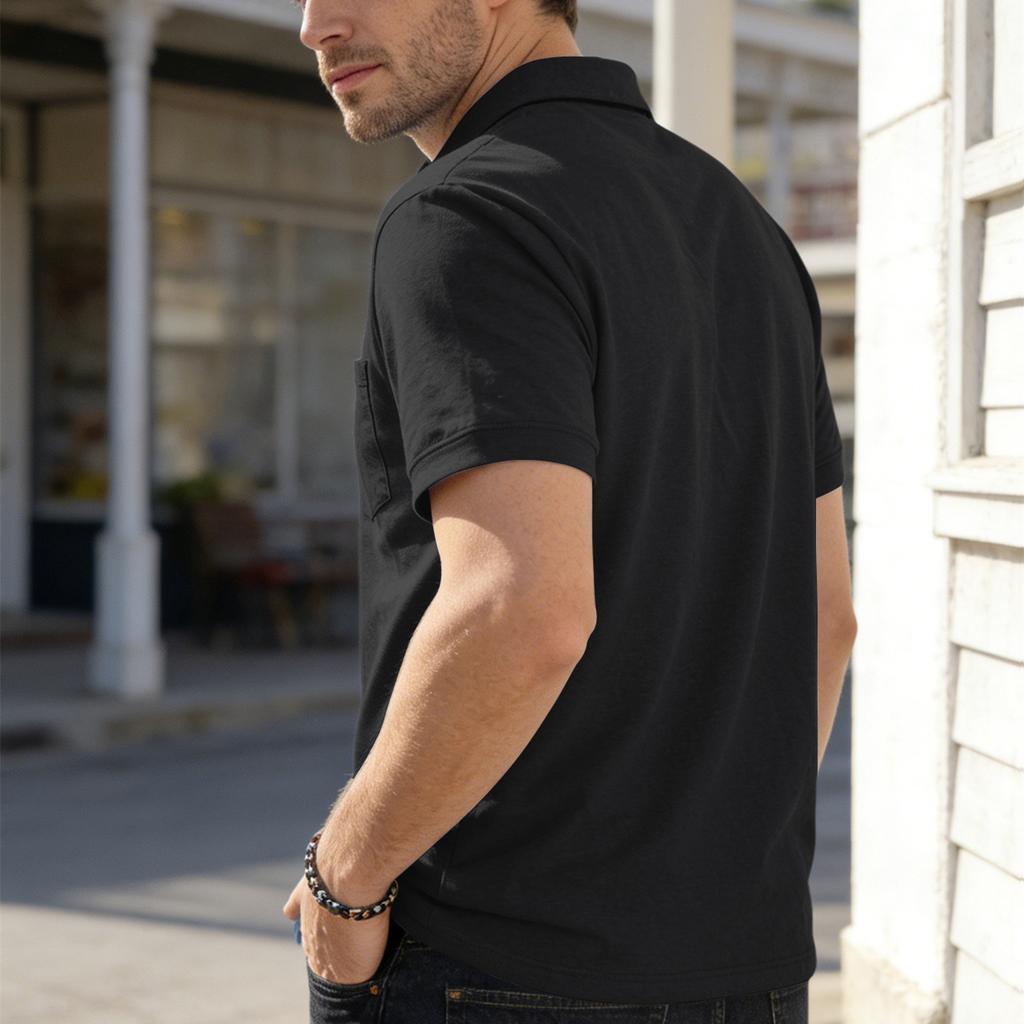 Summer New Men's Polo Shirt Casual Short Sleeve Turn-down Collar Solid Color Fashionable Light Weight Cotton T-shirt for Youth