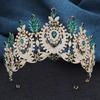 AB Crystal Pageant Miss Bridal Crown Vintage Baroque Rhinestone Big Tiara Wedding Headdress for Party Jewelry Hair Accessories