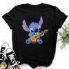 Disney Lilo Stitch Cute Cartoon Print Women T-Shirt Summer Streetwear Short Sleeve T Shirt Fashion Casual Female Clothes Tops