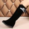 Fashion Long Boots for Women Middle Heel Round Toe Knee High Shaft Shoes Woman Winter 2024 Footwear Boot Hot Comfortable and Elegant New
