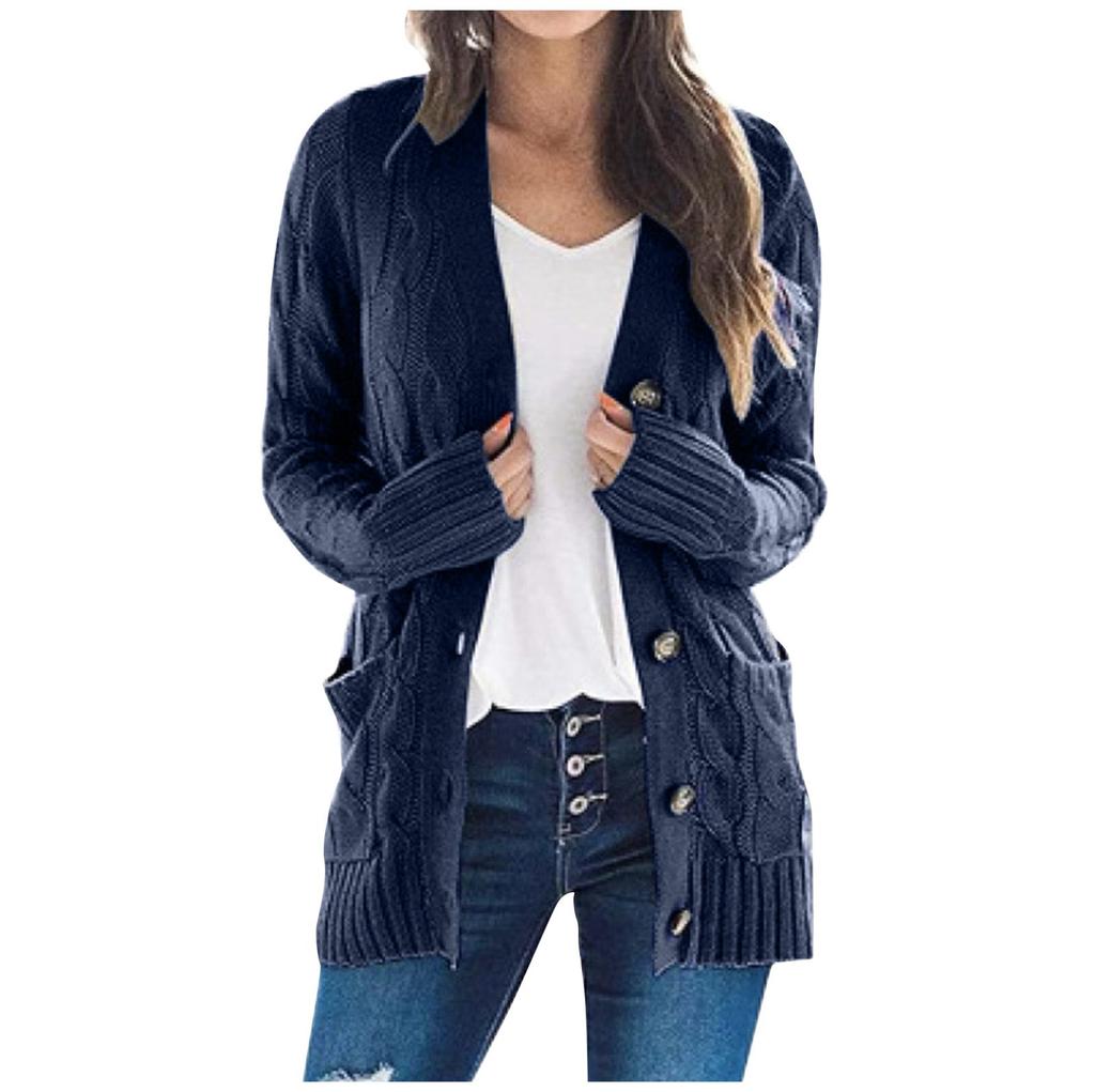 Womens Boho Patchwork Cardigan Long Sleeve Open Front Knit Sweaters Coat Pockets