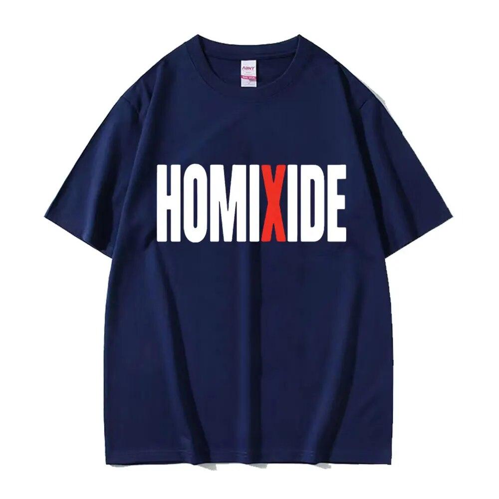 Печать Графика Рэпера Homixide Футболка Унисекс Мода Стиль Хип-Хоп Футболка Мужская Повседневная Хлопок Оверсайз Футболки с Коротким Рукавом