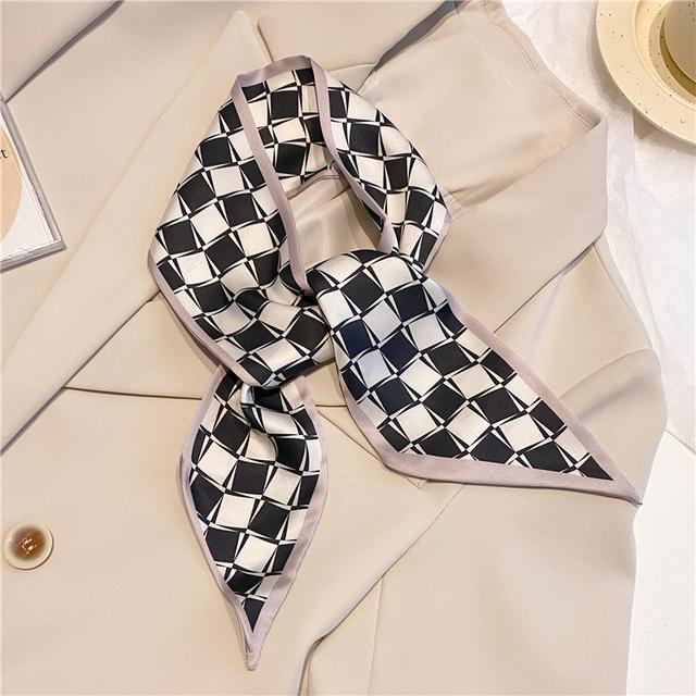 Long Hair Hand Wrist New Print Headband Scarf Women Summer Flower Silk Satin Ribbon Belt Foulard Scarves