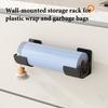2Pcs No-Drill Kitchen Storage Rack Set, Multi-Functional Fresh Film Garbage Bag Organizer for Cabinet Refrigerator Side
