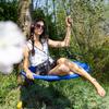 Relaxdays Balançoire nid d'oiseau rond pour le jardin avec assise charge max. 100 kg extérieur HxlxP: 145 x 100 x 100 cm, bleu foncé