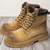 Popular Men's Boots Autumn and Winter New Martin Boots Outdoor Tooling Rhubarb Boots Big Head Thick Sole Heightening Wear-resistant High-top Men's S