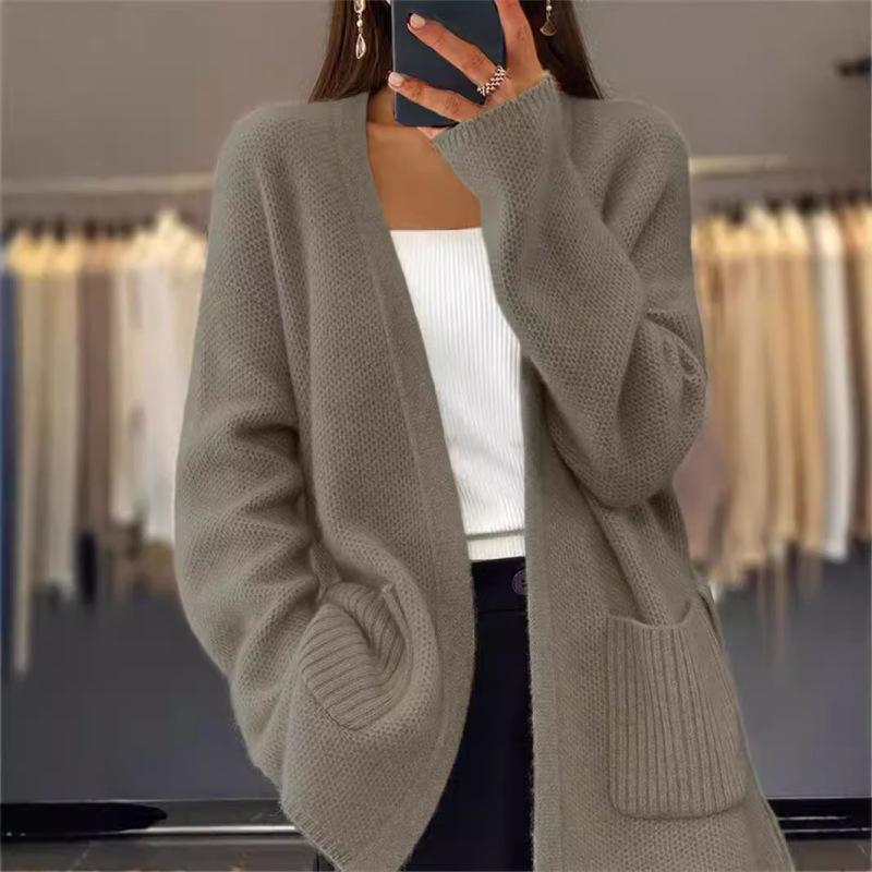 Tooxika Новый женский утолщенный однотонный вязаный кардиган на шнуровке со свободными карманами свитер куртка